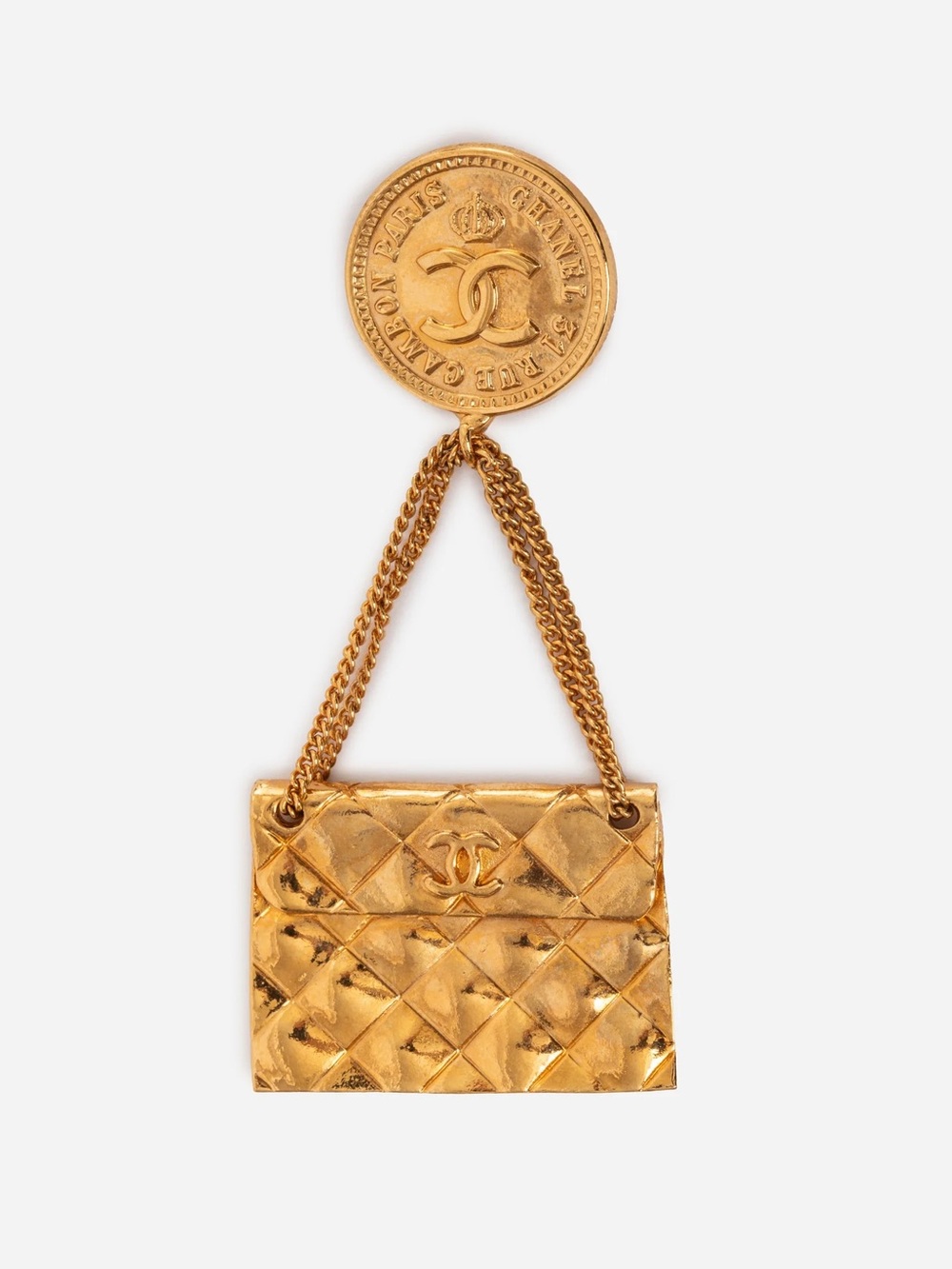 Pre-Owned Chanel 1995 Gold-Plated CC Swing Bag Brooch